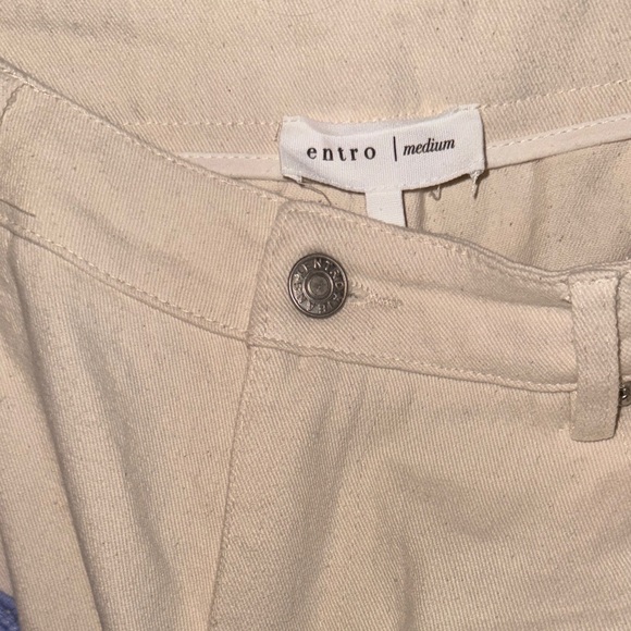 Entro Women’s Cream Trousers with Blue Crochet Detail - Picture 4 of 5